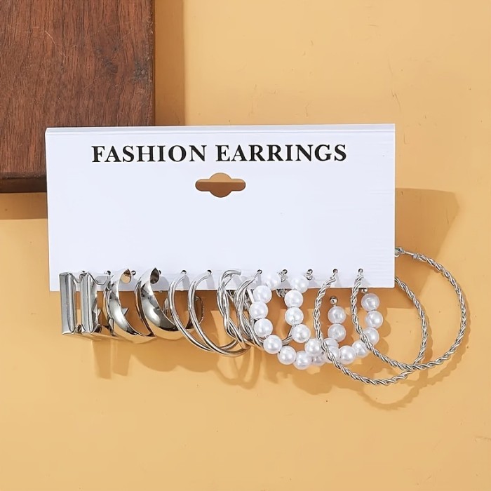 Trendy Gold Color Geometric Hoop Dangle Circle Imitation Pearl Drop Girls Earrings Jewelry Gift