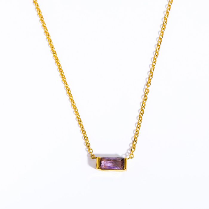 Chic 18K Gold Plated Stainless Steel 12 Birthstone Necklace Trendy Casual Jewelry Gift