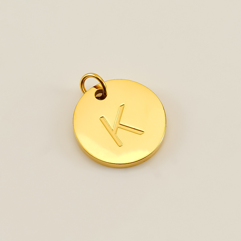 18K Gold Plated Round Stainless Steel 26 English Letters Small Pendant Diy Jewelry Accessories 216045348381