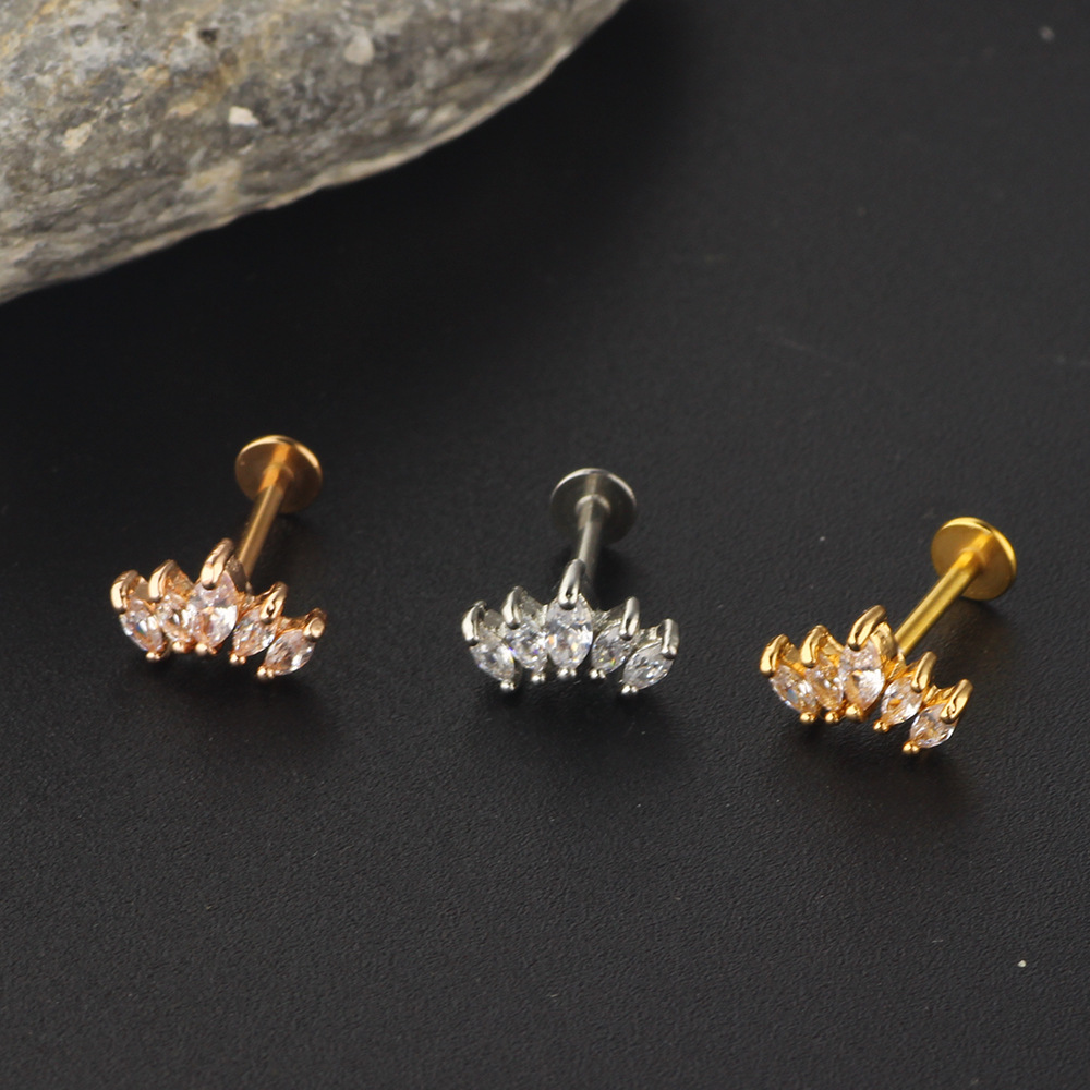 Chic Lotus Cz Flower Flat Back Stud Tragus Helix Cartilage Conch Earring Piercing Casual Jewelry Gift 216045324396