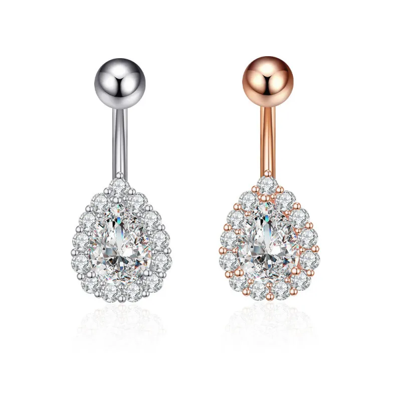 Chic Stainless Steel Belly Button Rings for Women Girls Navel Rings Curved Barbell CZ Body Jewelry