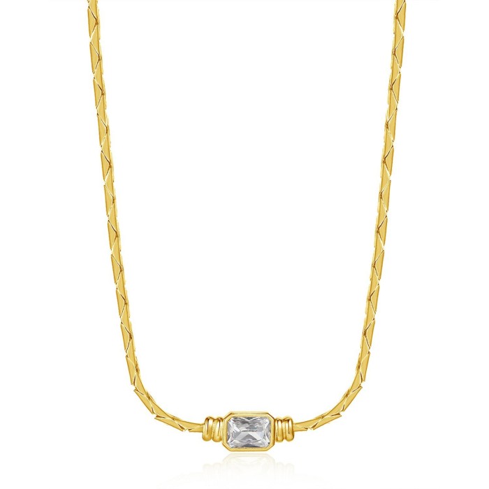 Titanium Steel Braided Chain Zircon Necklace for Women Stylish Trendy Party Festival Casual Jewelry Gift