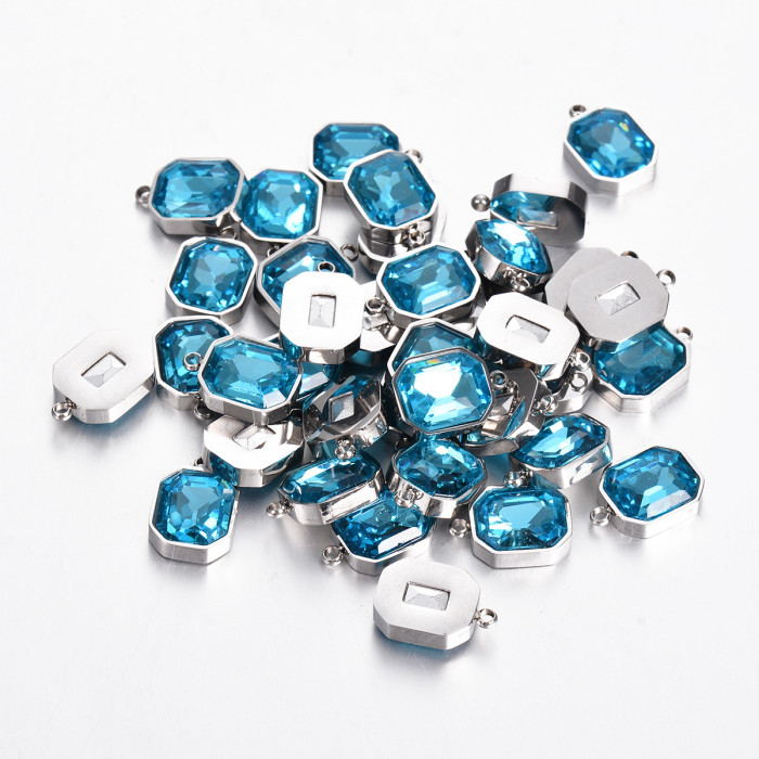 Chic Versatile Stainless Steel Glass Crystal Pendant Handmade DIY Jewelry Accessories, Necklaces