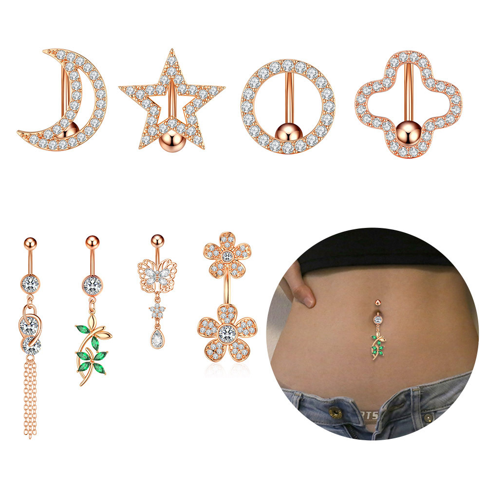 Chic Hypoallergenic Star Moon Belly Button Rings Sexy Belly Piercing For Women Girls Gold Color Navel Rings Jewelry 216045327840