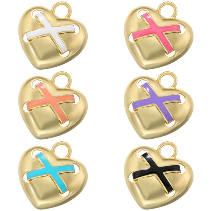 Simple Colorful Drop Oil Love Pendant Handmade DIY Jewelry Accessories, Necklaces