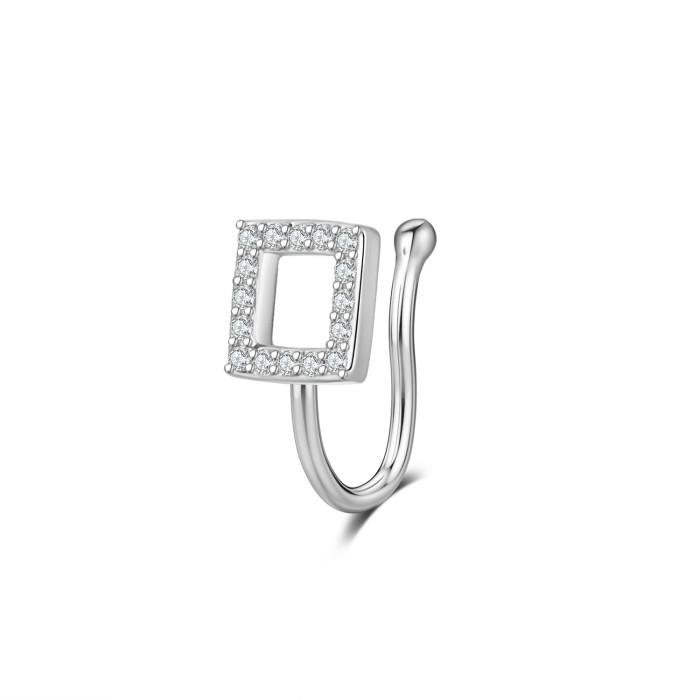 Chic Hypoallergenic Zircon Hollow Nose Ring for Women U-shaped Nose Clip Non-perforated Septum Jewelry