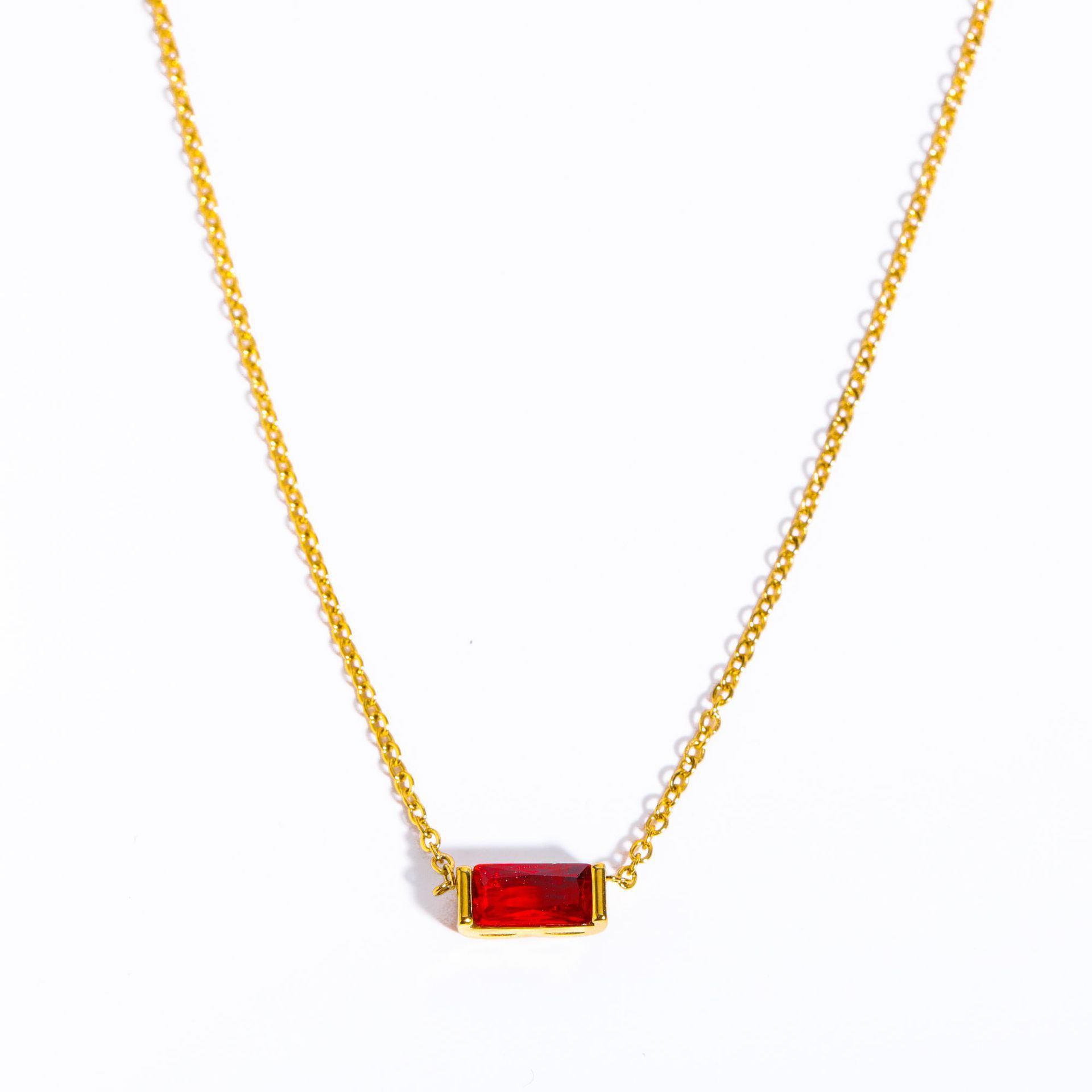 Chic 18K Gold Plated Stainless Steel 12 Birthstone Necklace Trendy Casual Jewelry Gift 216045353547