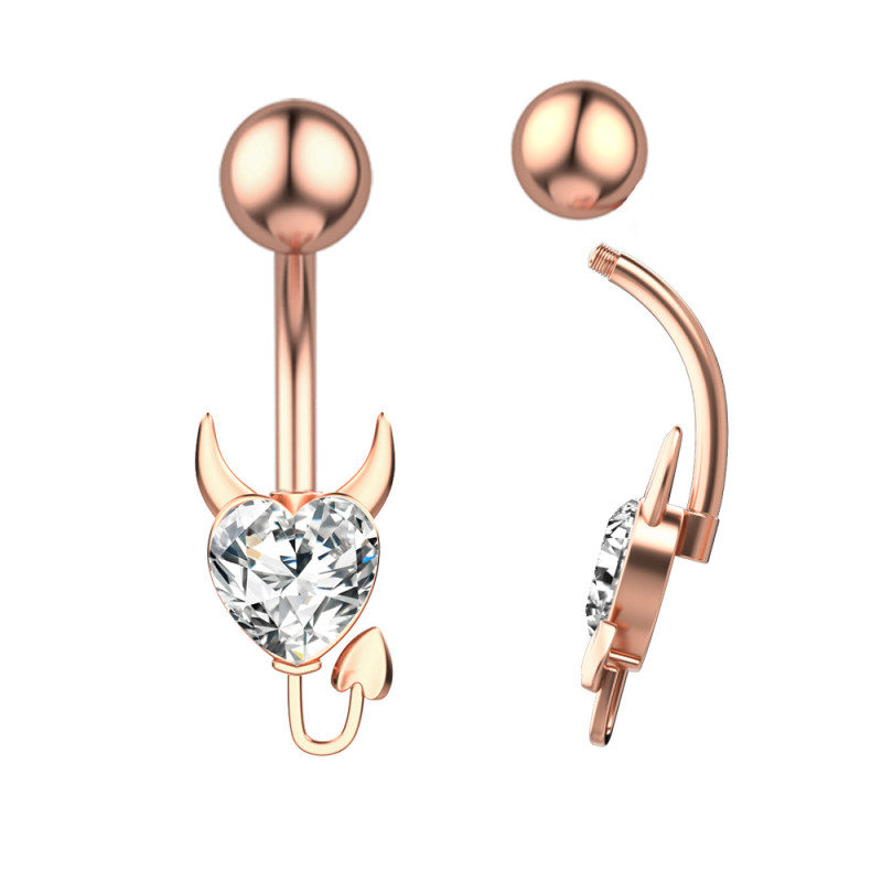 Chic Crystal Belly Button Rings Cow Head Pendant Belly Ring for Women Stainless Steel Dangled Navel Piercing Jewelry Gift