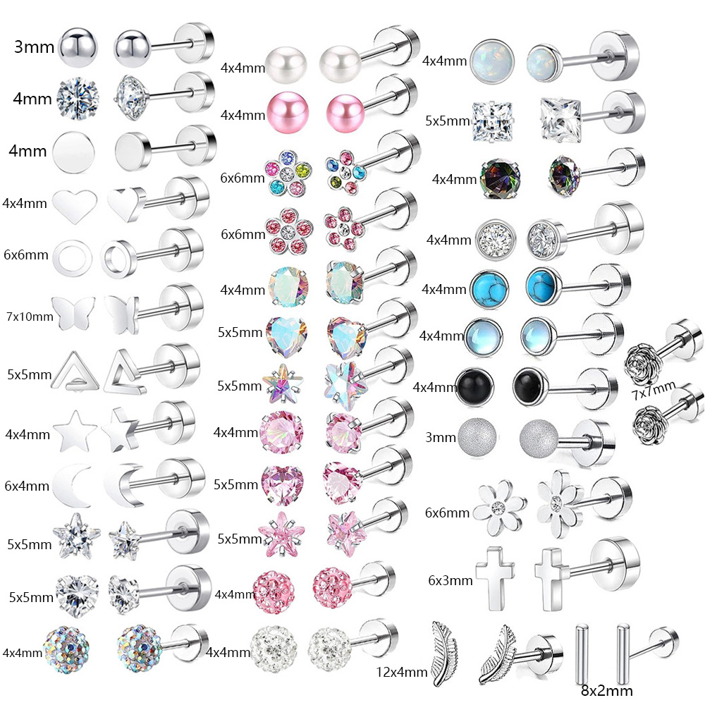Chic Stainless Steel Cartilage Stud Earrings For Women Studs Ear Piercing Jewelry Trendy Casual Jewelry Gift 216045303117
