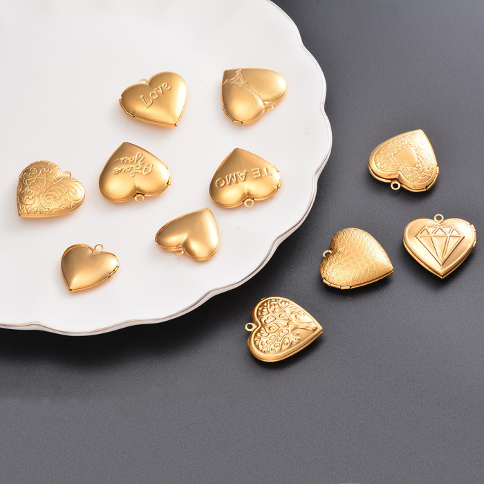 18K Gold Plated Stainless Steel Heart-shaped Box Jewelry Handmade DIY Jewelry Accessories