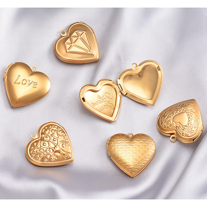 18K Gold Plated Stainless Steel Heart-shaped Box Jewelry Handmade DIY Jewelry Accessories