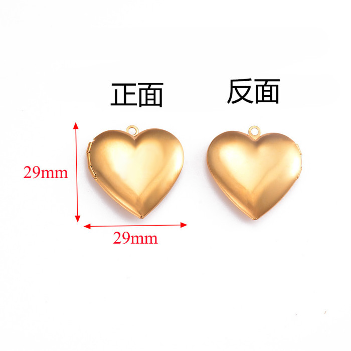 18K Gold Plated Stainless Steel Heart-shaped Box Jewelry Handmade DIY Jewelry Accessories