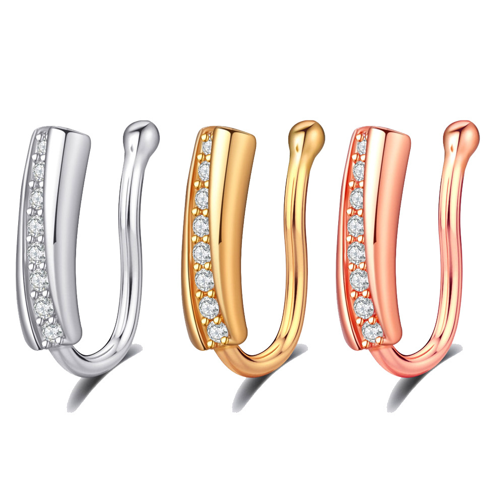 Chic Hypoallergenic Hip Hoop Punk Stainless Steel Nose Ring Clip Body Jewelry Fake Perforation Nose Ring 1Pcs Price 216045302625