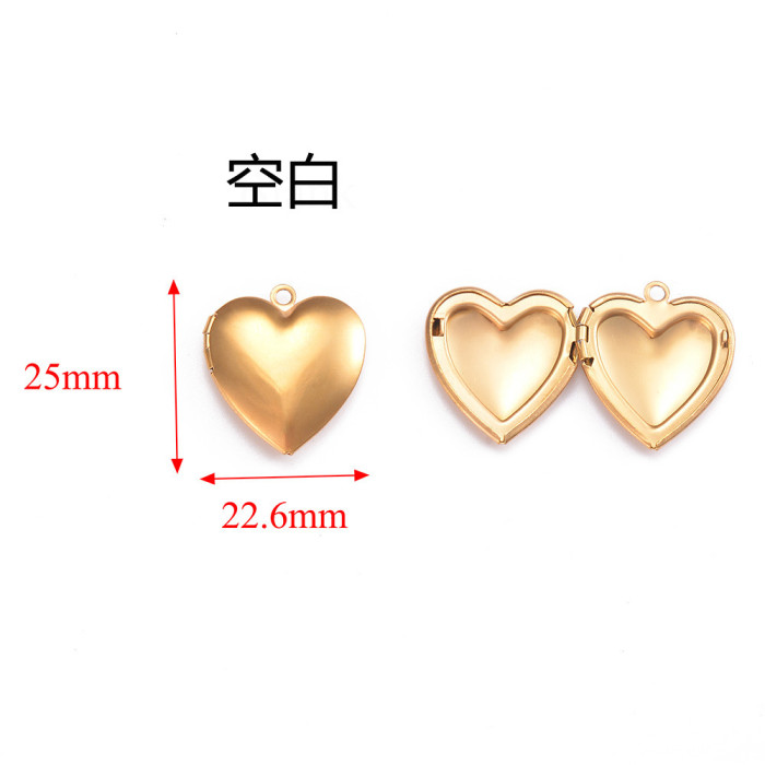 18K Gold Plated Stainless Steel Heart-shaped Box Jewelry Handmade DIY Jewelry Accessories