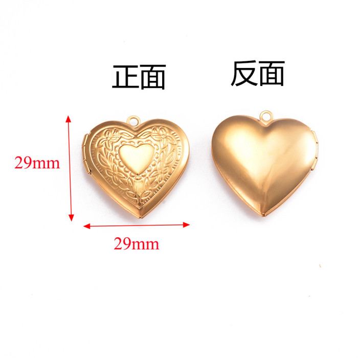 18K Gold Plated Stainless Steel Heart-shaped Box Jewelry Handmade DIY Jewelry Accessories