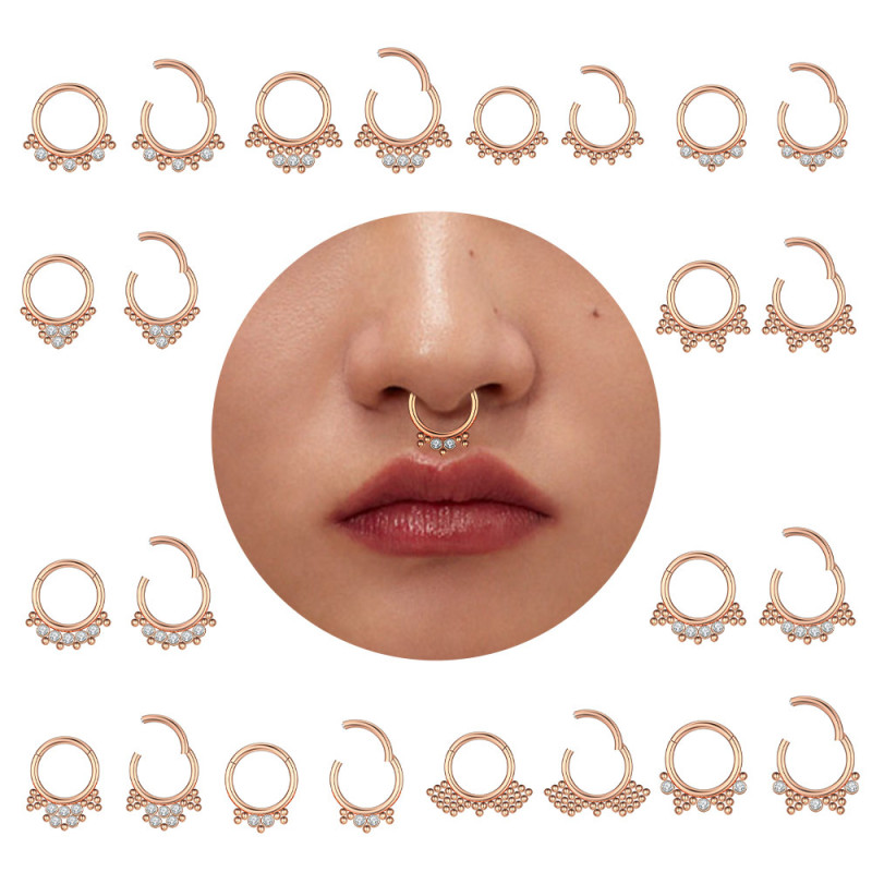 Chic Hypoallergenic Piercing CZ Water droplets fan-haped Earring Cartilage Conch Tragus Piercing Septum Nose Ring Jewelry 1pcs price
