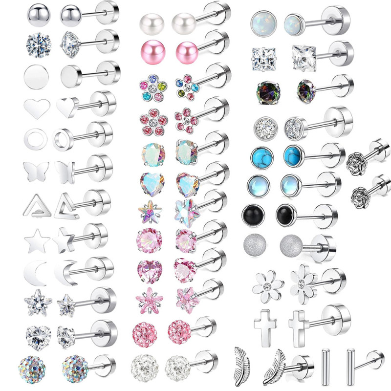 Chic Stainless Steel Cartilage Stud Earrings for Women Studs Ear Piercing Jewelry Trendy Casual jewelry Gift
