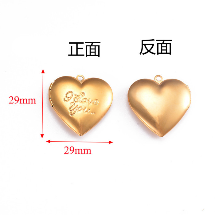 18K Gold Plated Stainless Steel Heart-shaped Box Jewelry Handmade DIY Jewelry Accessories
