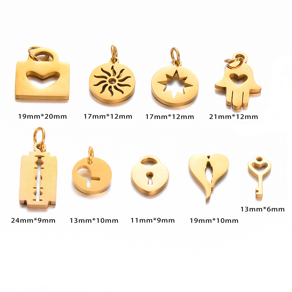 Chic Hypoallergenic 18K Gold Plated Stainless Steel Hollow Palm Wing Key Pendant Handmade Diy Jewelry Accessories 216045302133