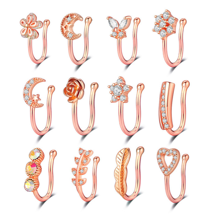 Chic Hypoallergenic Hip Hoop punk Stainless Steel Nose Ring Clip Body Jewelry Fake Perforation Nose Ring 1pcs price