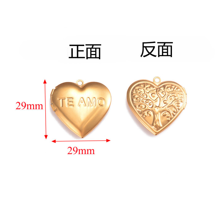 18K Gold Plated Stainless Steel Heart-shaped Box Jewelry Handmade DIY Jewelry Accessories
