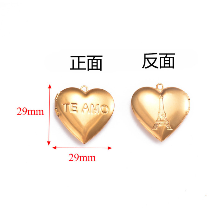 18K Gold Plated Stainless Steel Heart-shaped Box Jewelry Handmade DIY Jewelry Accessories