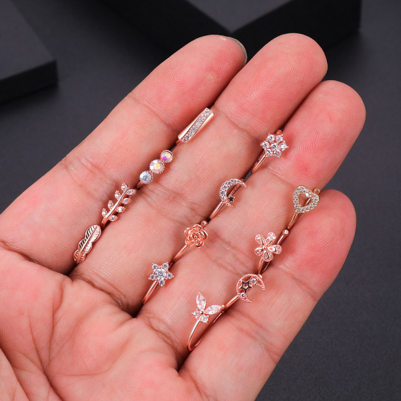 Chic Hypoallergenic Hip Hoop punk Stainless Steel Nose Ring Clip Body Jewelry Fake Perforation Nose Ring 1pcs price