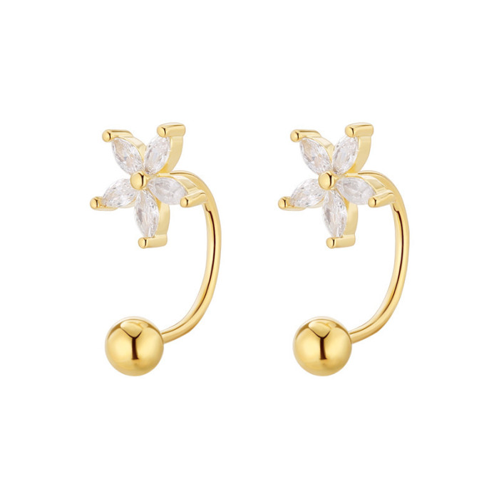 Chic Hypoallergenic CZ Flower Drop Earrings Women Tragus Cartilage Helix Piercing Jewelry Trendy Casual Jewelry Gift