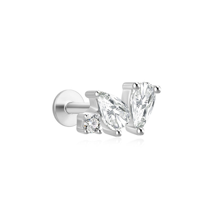 Chic Hypoallergenic Cartilage Stud Women's Earrings Piercing Zircon Flower Ear Lobe Tragus Helix Lip Rings Jewelry