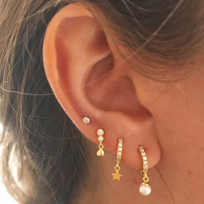 Chic Hypoallergenic Hoop Earrings for Women Pearl Zircon Classic Ear Studs Festival Casual Jewelry Gift