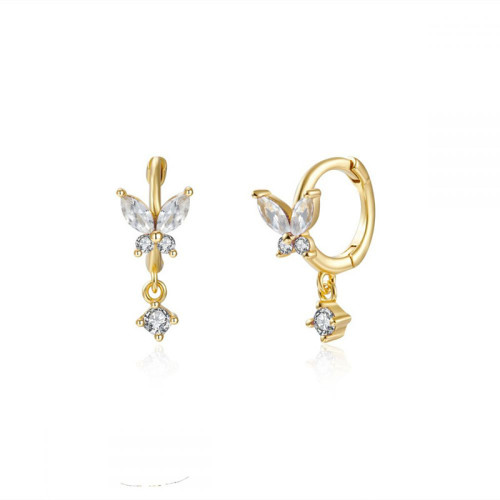 Chic Hypoallerge Zircon Butterfly Hanging Earrings for Women Cartilage Piercing Jewelry Trendy Casual Jewelry Gift
