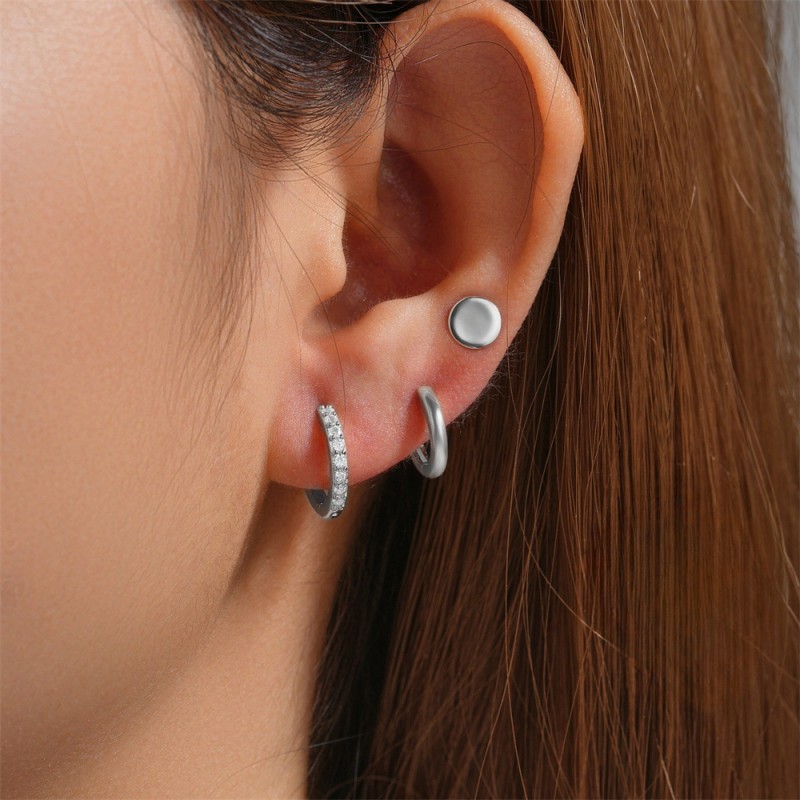 Chic Hypoallergenic 3pcs/set Stud Earrings Set for Women Vintage Cartilage Piercing Zircon Ear Hoop for Women Jewelry Gift