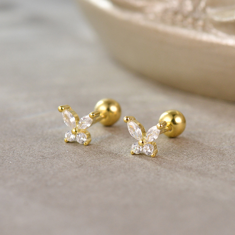 Dainty Elegant Mini Butterfly Zircon Cartilage Stud Earring Trendy Party Festival Casual Jewelry Gift 216045289341