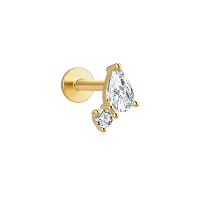 Chic Hypoallergenic Cartilage Stud Women's Earrings Piercing Zircon Flower Ear Lobe Tragus Helix Lip Rings Jewelry
