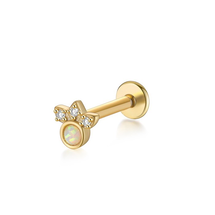 Chic Hypoallergenic Stud Earring Moon Flower Shape Gold Color Earrings Flat Back Cartilage Piercing Jewelry