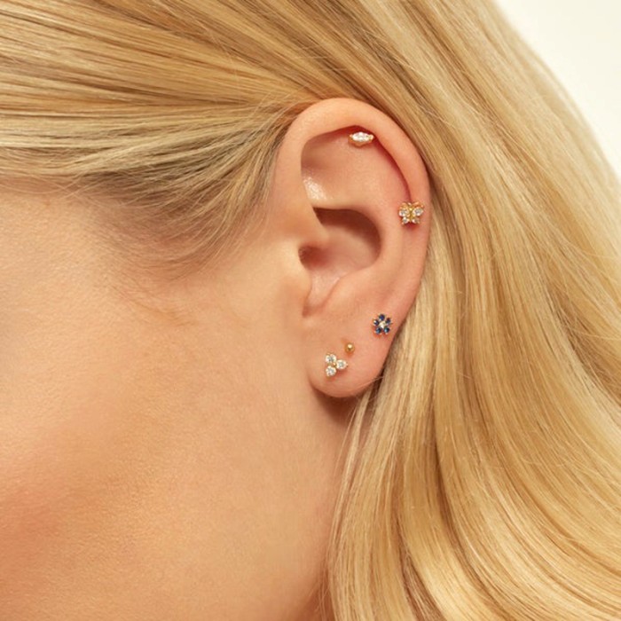 Chic Hypoallergenic Flower Mini Zircon Cartilage Stud Earring for Women Trendy Party Festival Casual Jewelry Gift