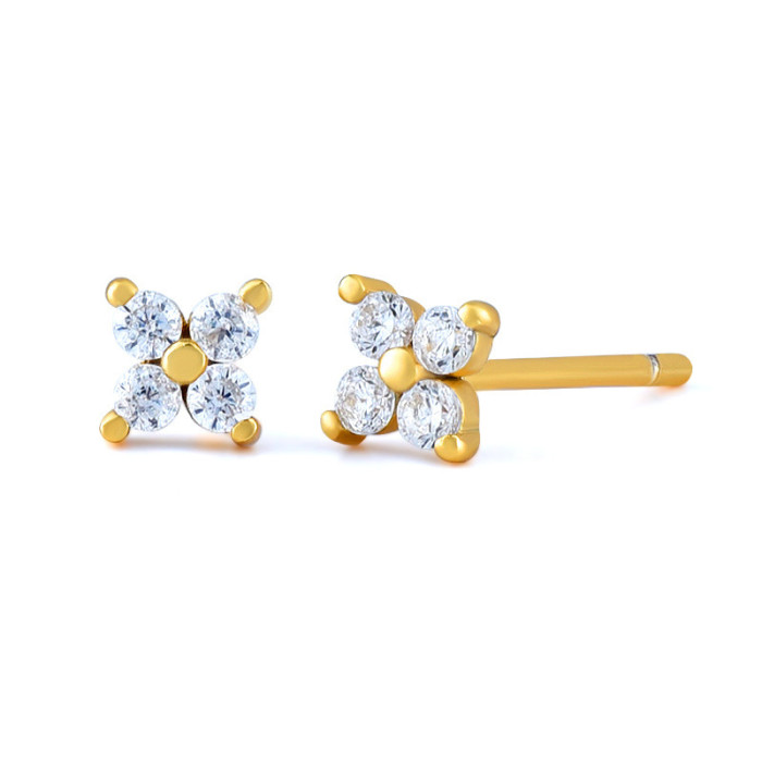 Chic Hypoallergenic Flower Mini Zircon Cartilage Piercing Stud Earring Trendy Party Festival Casual Jewelry Gift