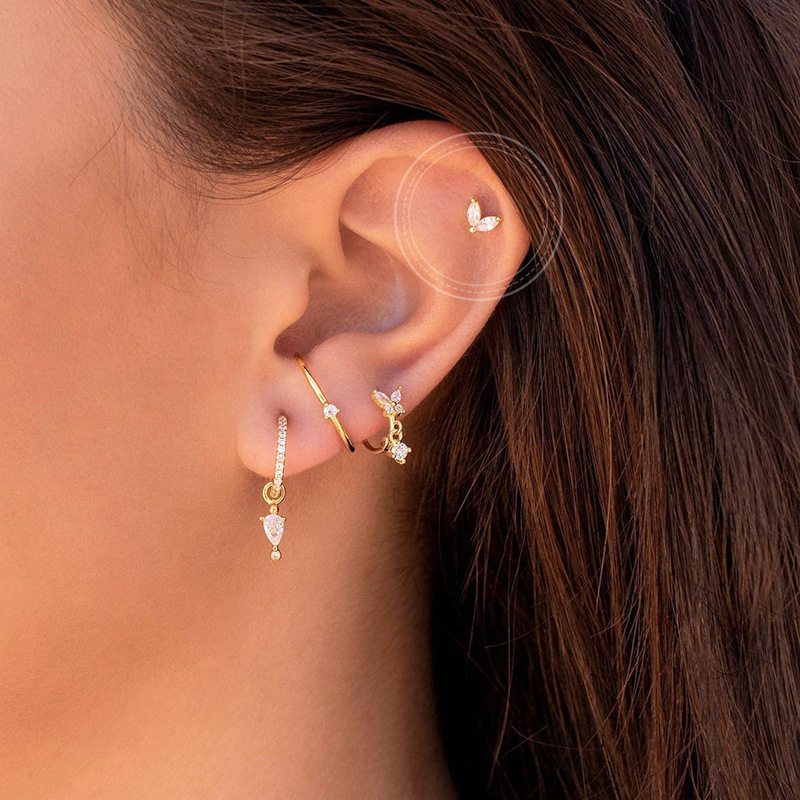 Chic Hypoallergenic Flower Mini Zircon Cartilage Stud Earring For Women Trendy Party Festival Casual Jewelry Gift 216045295860