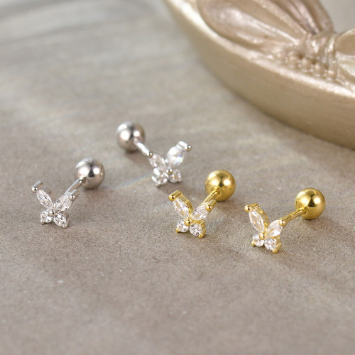 Dainty Elegant Mini Butterfly Zircon Cartilage Stud Earring Trendy Party Festival Casual Jewelry Gift