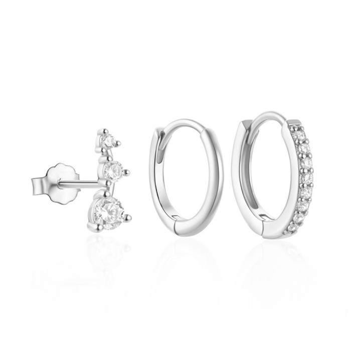 Chic Hypoallergenic Zircon Hoop Earrings Set for Women Engagement Mother's Day Gift