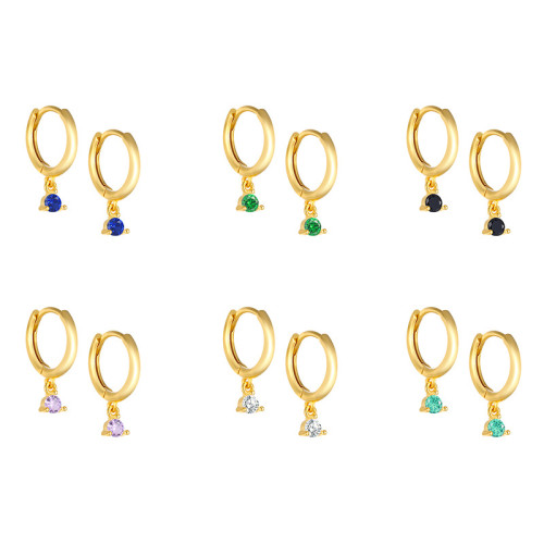 Chic Hypoallergenic Colorful Zircon Piercing Huggies Hoop Dangle Earrings Trendy Casual Jewelry Gift