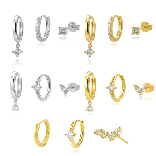 Chic Hypoallergenic Piercing Earrings Set for Women Geometric Zircon Party Jewelry Gift