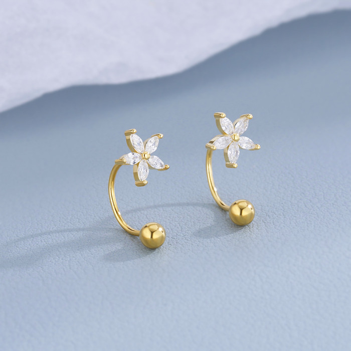 Chic Hypoallergenic CZ Flower Drop Earrings Women Tragus Cartilage Helix Piercing Jewelry Trendy Casual Jewelry Gift