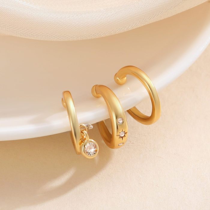 Clip Earrings for Women Creative Simple C Ear Cuff Non-Piercing Earring Set Trend Jewelry Gift