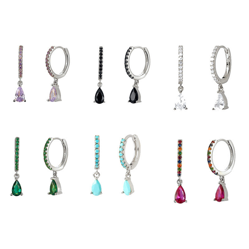 Chic Hypoallergenic Zircon Small Hoop Earrings Korean Punk Pendant Ear Buckle for Women Wedding Jewelry Gift