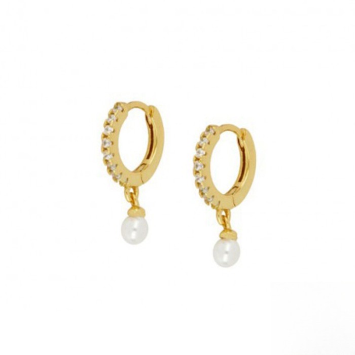 Chic Hypoallergenic Hoop Earrings for Women Pearl Zircon Classic Ear Studs Festival Casual Jewelry Gift