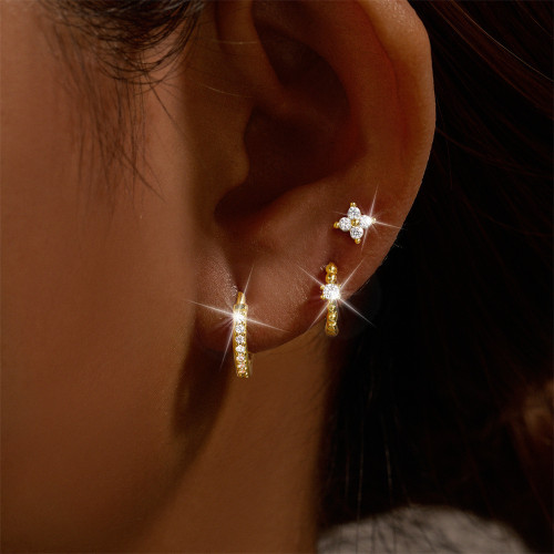 Chic Hypoallergenic Zircon Hoop Earrings Set for Women Engagement Mother's Day Gift