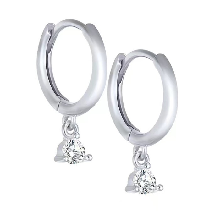Chic Hypoallergenic Colorful Zircon Piercing Huggies Hoop Dangle Earrings Trendy Casual Jewelry Gift