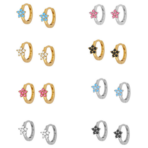 Chic Hypoallergenic Hoop Earrings for Women Zircon Earring Luxury Mini Flower Earings Jewelry Gift