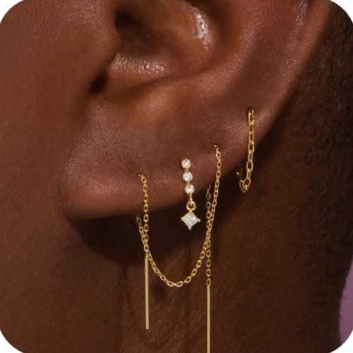 Classic CZ  Twisted Round Cicrcle Huggies Piercing Earrings Set for Women Minimalist Cartilage Buckle Jewelry